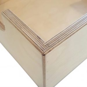 close-up picture of the unsurpassed corner joinery work on 8" step training stool